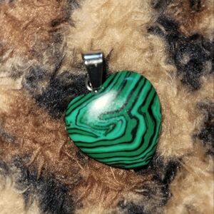 Heart-shaped Malachite stone crystal charm